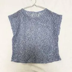 【WALVOTE】クロップドメッシュニット ショート丈 フレンチスリーブ F
