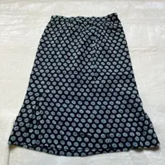 フレアスカート 膝丈 花柄 総柄 幾何学 ネイビー パープル イエロー スカート