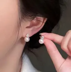 パール ダイヤ イヤリング 1粒 ステンレス 痛くない クリップ 新品 ゴールド