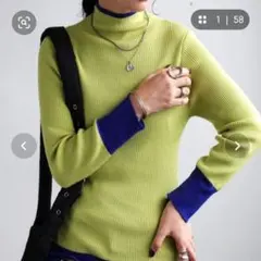 配色ハイネックヒートリブインナー