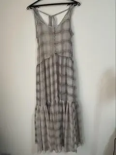 キャミソールチェック柄ロングワンピース