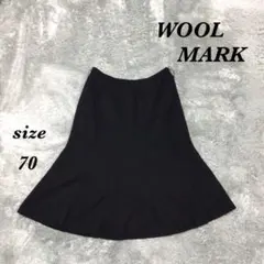 WOOL MARK ウールマーク (70) フレアスカート 無地 ブラックのサムネイル