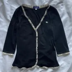 バーバリーブルーレーベル　七分袖　フリル カーディガン　ノバチェック　日本製