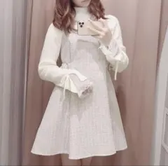 evelyn ビジューバックルキャミワンピ ジャンスカ 量産 ツイード