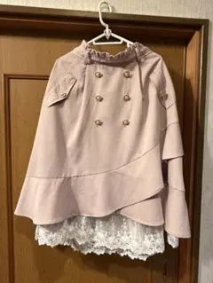 ピンク フレアスカート ホワイトレース付き　アクシーズファム