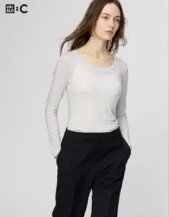 ユニクロUNIQLO極暖ヒートテックカシミヤブレンドUネックT L ナチュラル