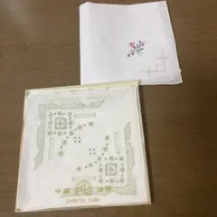 刺繍ハンカチ 2枚セット スワトウ 中国汕頭 花柄ハンカチ 1枚　計3枚