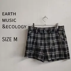 【アースミュージックアンドエコロジー】チェック　ミニ丈　キュロットスカート　厚手