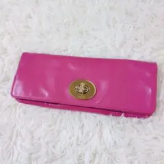 コーチ ピンク パーティーバッグ レザー ゴールド金具 ターンロック COACH