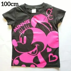 ミニーマウス ミニーちゃん　半袖Tシャツ 100cm 黒 ネオンピンク 美品