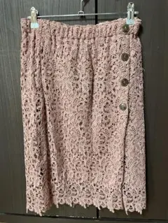 ピンク レース タイトスカート ボタン付き