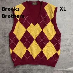 ブルックスブラザーズ アーガイル柄 ニットベスト ボルドー×イエロー【6813】
