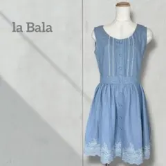 【ラバーラ】レディース ワンピース ノースリーブ 刺繍 花柄 スカート フレア