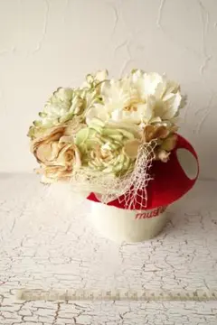 丸形ヘッドドレス　生成り～グリーン系