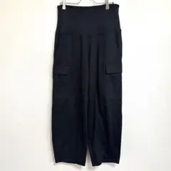 レディース　マタニティウェア　ストレッチパンツ　ゆったり　カーゴパンツ　ブラック
