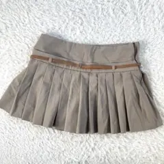 ZARA ザラ レディース ミニ丈プリーツスカートパンツ フェイクレザーベルトSのサムネイル