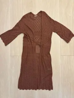 【美品】GU ジーユー　透かし編みロングカーディガン　Sサイズ