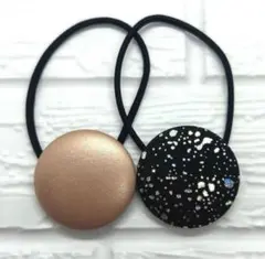 【943】ハンドメイド38mm くるみボタン　ヘアゴム