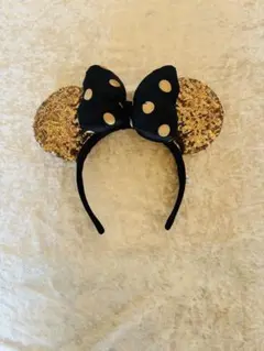 ディズニー　ミニー　カチューシャ　スパンコール　ゴールド