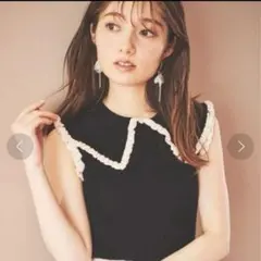 トリミングカラーノースリーブニット