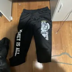MONEY IS ALL プリント ジョガーパンツ ブラック
