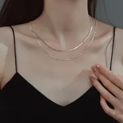 ネックレス 二連 スネーク チェーン ネックレス サージカルステンレス シルバー