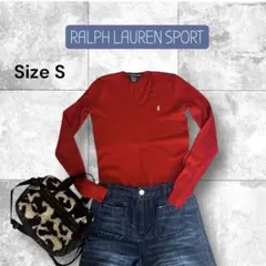 ラルフローレンスポーツ　赤 Vネック セーター S