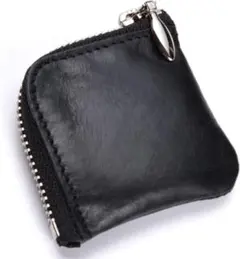 【新品】男女兼用　小銭入れ　財布コインケース　L字　ラウンドファスナー　本革　黒