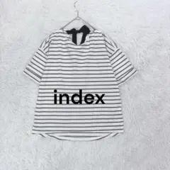 インデックス♡バックリボンボーダーカットソー M ホワイト Vネック コットン♪のサムネイル