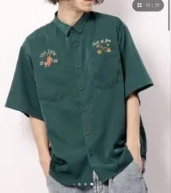 power to the people ポケット刺繍　シャツ　緑　半袖　Mのサムネイル