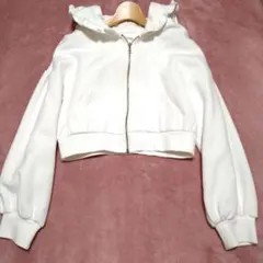 evelyn エブリン フリル フードパーカー オフホワイト