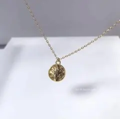 ミニラウンド＊スターネックレス　14kgfチェーン変更可 ゴールド メンズ ペア