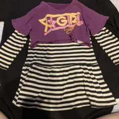 x-girl 4T ワンピース 紫 ストライプ