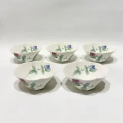 【新品】香蘭社　ローズガーデン　舟形小鉢揃　5客セット　宮内庁御用達　木箱付き 新品】香蘭社 宮内庁御用達 有田焼 ローズガーデン 舟形小鉢 5客セット