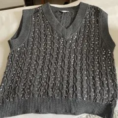 ZARA ニットベスト M グレー
