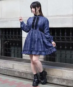 NIBBLE POISON チェックフリルシャツワンピース