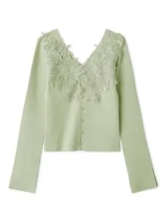 SNIDEL スナイデル モチーフレースニットプルオーバー MNT