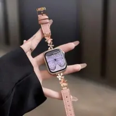 Apple Watch バンドのみ 可愛い 花 レザー ピンク