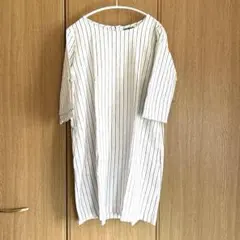earth チュニック　白　ストライプ