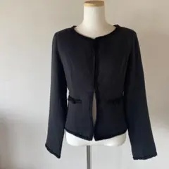 ノーカラー　ジャケット 黒　M