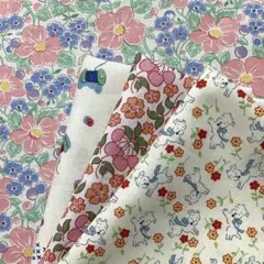 USAコットン*サーティーズ復刻柄30‘s*21×27*ホワイト系4枚セット