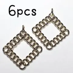 [C2015](6個)スクエアチェーンチャーム(ゴールド)