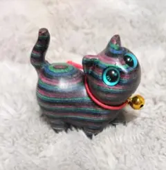 猫　置き物　置物　青系　⑨