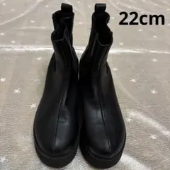 ブラック サイドゴアブーツ 厚底