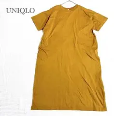 【UNIQLO】 半袖シャツワンピース L マスタードイエロー サイドスリット