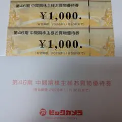 ビックカメラ お買物優待券 2000円分