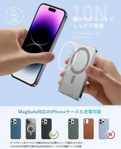 最安値⭐️5000mAh 薄型モバイルバッテリー マグネット付　MagSafe対応