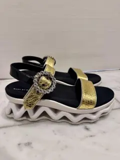 マークバイマークジェイコブス 厚底サンダル 39 ビジュー ゴールド