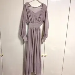 春色♡ウエストリブロングワンピース