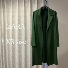 ZARA グリーン フェイクスエードコート XSサイズ